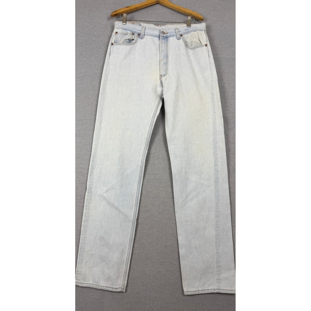 Levis 501 0134 Vintage 90s Mens Light Wash Straight Leg Jeans 33x34 USA Made